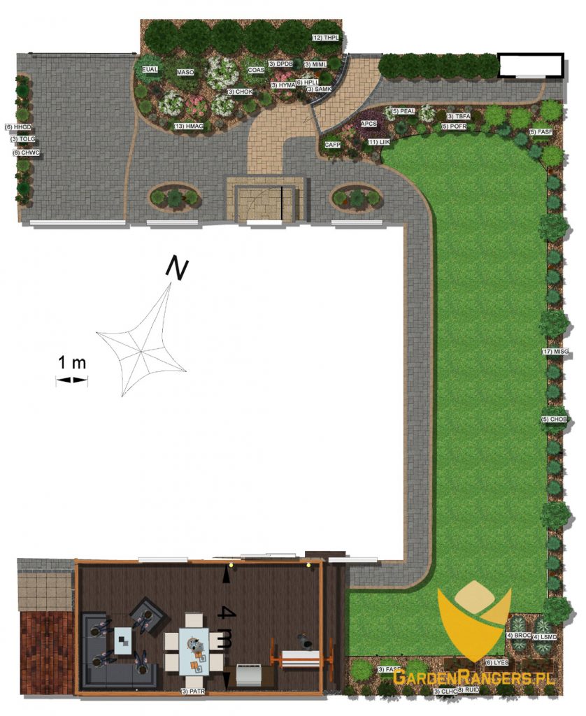 Plan 2D ogrodu vintage