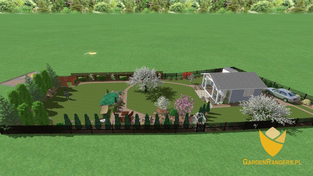 Rzut izometryczny - wizualizacja 3D ogrodu